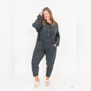 LIKE NEW Smash + Tess Florence Cableknit Jumpsuit— Dark Charcoal (XL/2XL)